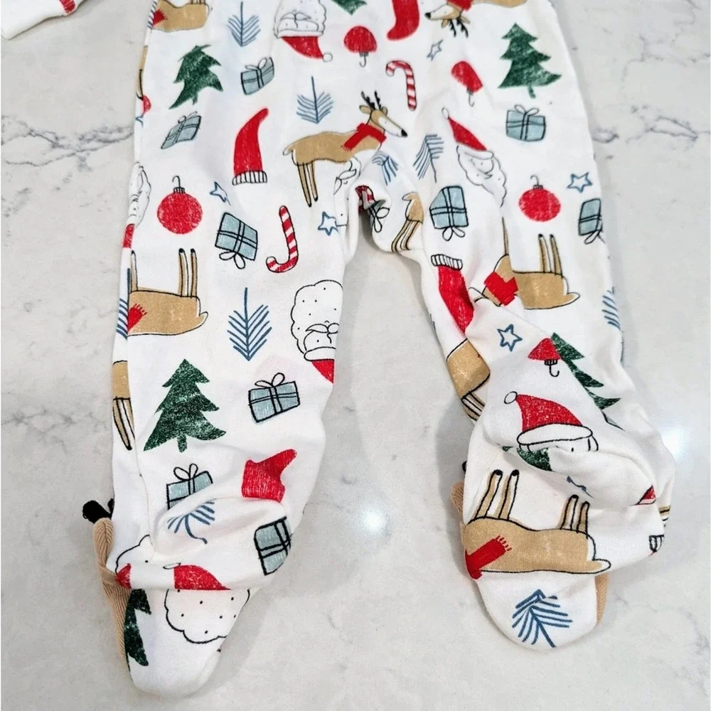 CARTER'S Christmas Footed Pajamas with Reindeer Santa Trees Presents 9 Month - Picture 6 of 12